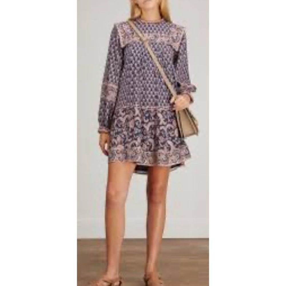 Sea Jasper Border Long Sleeve Cotton Tunic Dress NWT Size XS